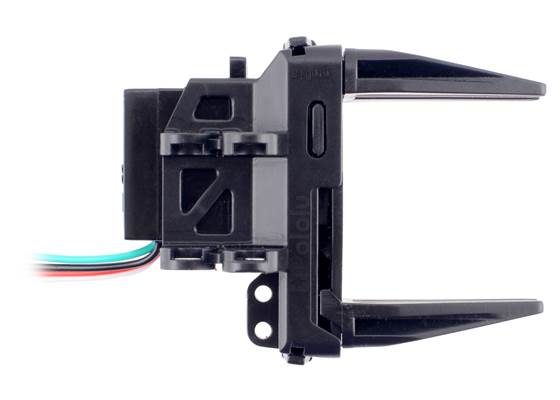 Top view of an assembled Micro Gripper (fully open).