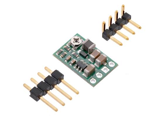 Adjustable Step-down Voltage Regulator D36V6Ax with included 0.1″ male headers.