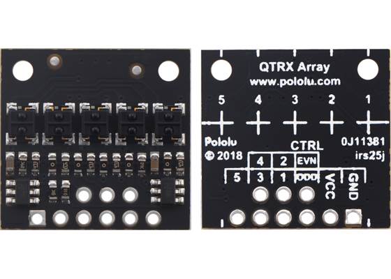 QTRX-HD-05A Reflectance Sensor Array, front and back views.