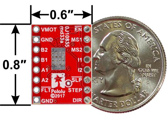 MP6500 Stepper Motor Driver Carrier, bottom view.