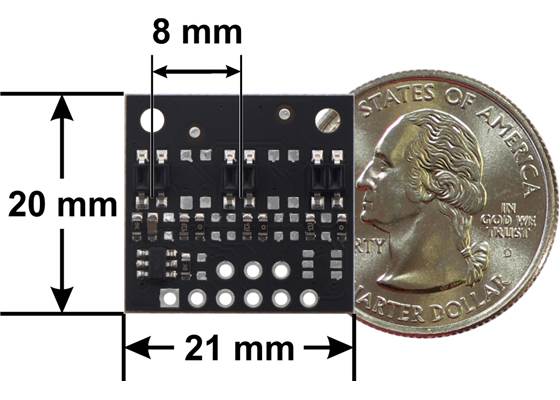 QTR-MD-03A Reflectance Sensor Array dimensions.