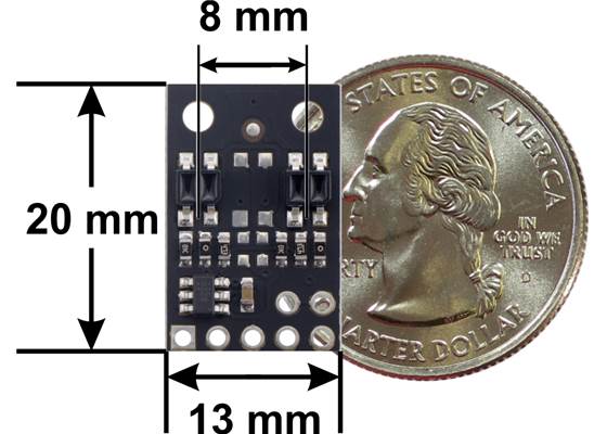 QTR-MD-02A Reflectance Sensor Array dimensions.