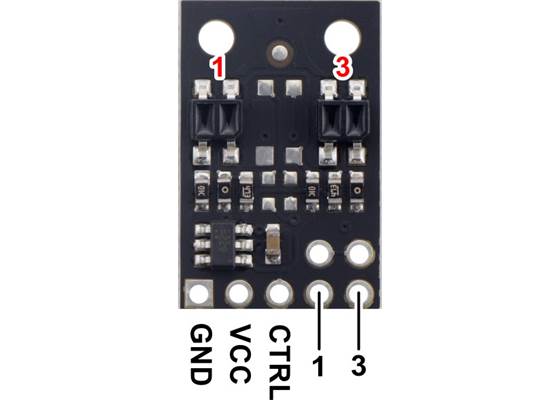 Pinout diagram of the QTR-MD-02A Reflectance Sensor Array.