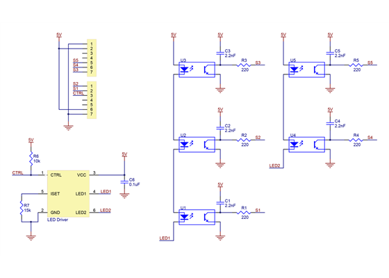 Schematic diagram of the 5-Channel Reflectance Sensor Array for Balboa 32U4 Balancing Robot.