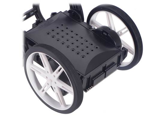 Bottom view of the headers for mounting the 5-channel reflectance sensor array on the Balboa 32U4 control board.