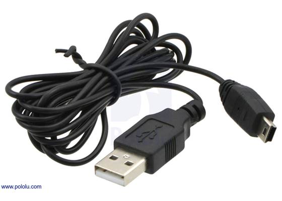 Thin (2mm) USB Cable A to Mini-B, Low/Full-Speed Only.