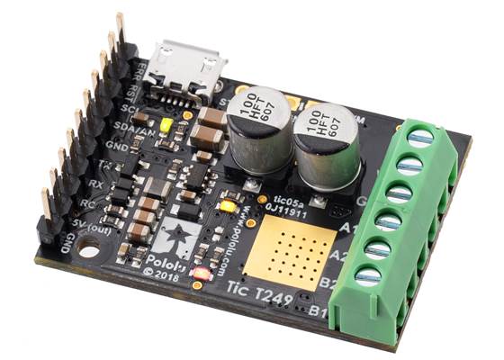 Tic T249 USB Multi-Interface Stepper Motor Controller (Connectors Soldered).
