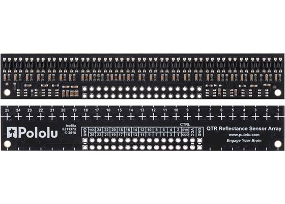 QTR-HD-25RC Reflectance Sensor Array, front and back views.