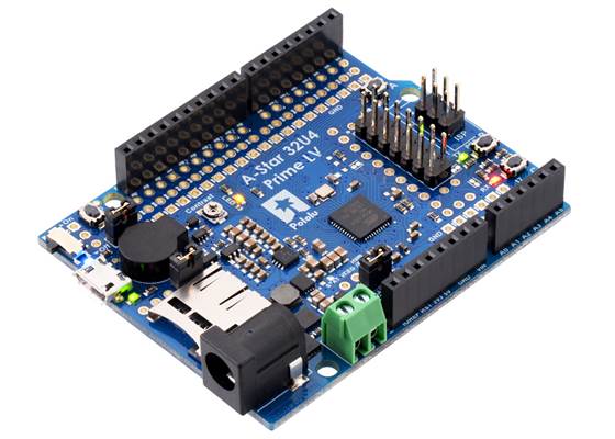 A-Star 32U4 Prime LV microSD with LCD (shown with LCD removed).