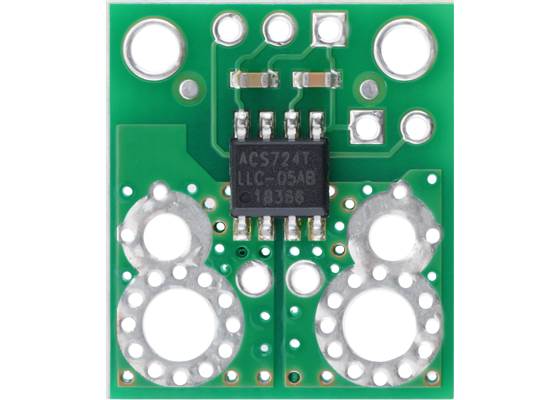 ACS724LLCTR-05AB Current Sensor Carrier -5A to +5A, top view.