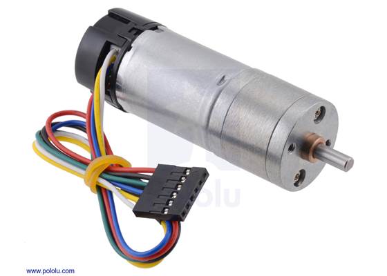 25D&nbsp;mm metal gearmotor with 48&nbsp;CPR encoder.