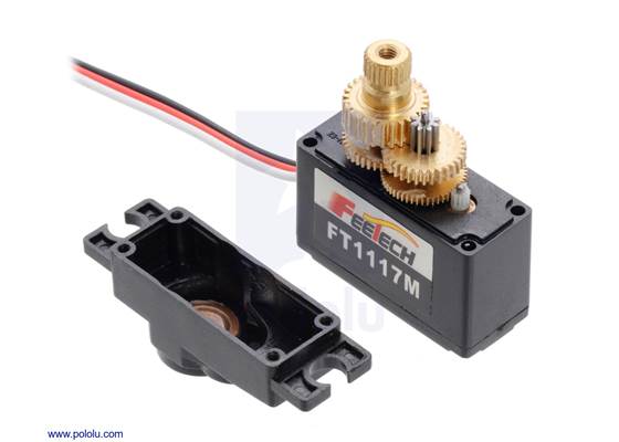 The FEETECH Mini Servo FT1117M has all metal gears after the plastic pinion gear.