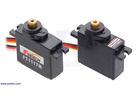 The FEETECH Mini Servo FT1117M and Power HD Mini Servo HD-1711MG servos have nearly identical dimensions and performance.