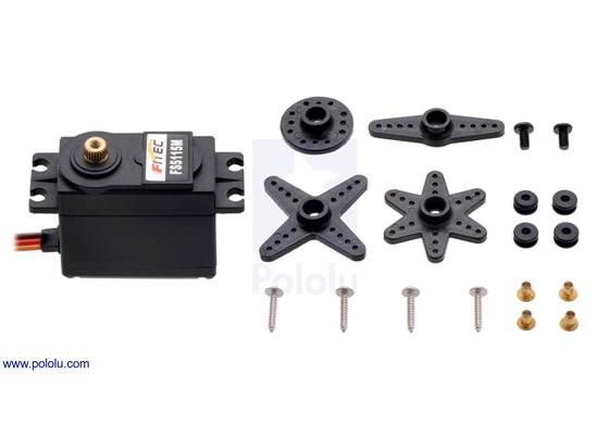 FEETECH High-Torque Servo FS5115M with included hardware (actual hardware might vary).