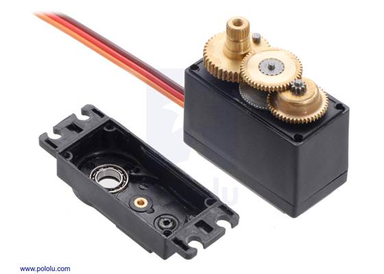 The FEETECH High-Torque Servo FS5115M has an all-metal gear train and two ball bearings on the output.