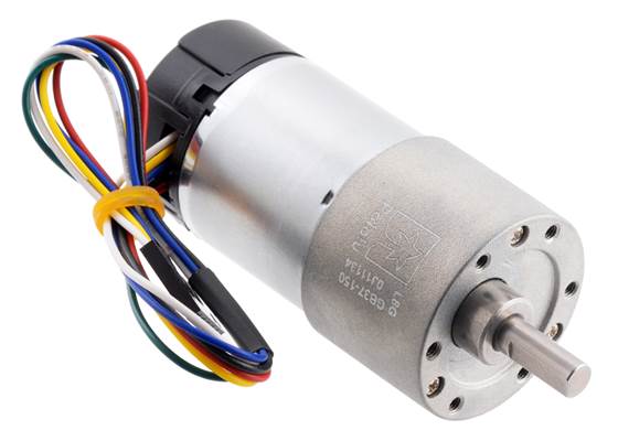 150:1 Metal Gearmotor 37Dx73L mm 12V with 64 CPR Encoder (Helical Pinion).