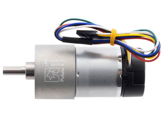 150:1 Metal Gearmotor 37Dx73L mm 12V with 64 CPR Encoder (Helical Pinion). (1)