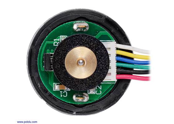 37D&nbsp;mm metal gearmotor with 64&nbsp;CPR encoder (with end cap removed). (1)