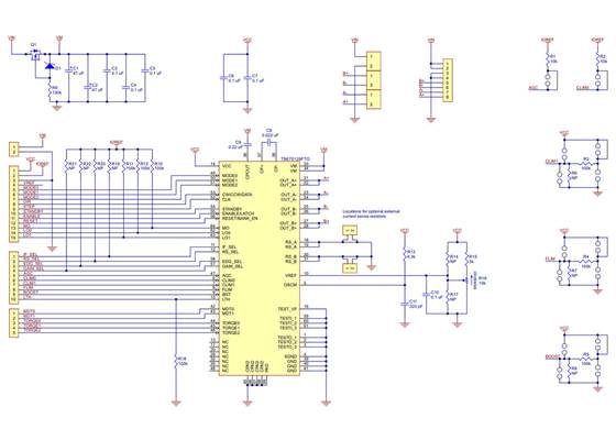 Schematic diagram of the TB67S128FTG Stepper Motor Driver Carrier.