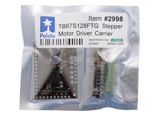 Standard packaging for the TB67S128FTG Stepper Motor Driver Carrier.