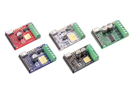 Tic T500, T834, T825, T249, and 36v4 USB Multi-Interface Stepper Motor Controllers.