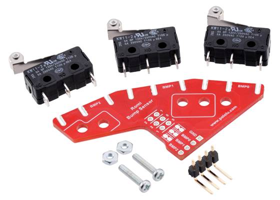 Bumper Switch Kit for Romi/TI-RSLK MAX (Not Soldered, Can Be Assembled for Left or Right Side).