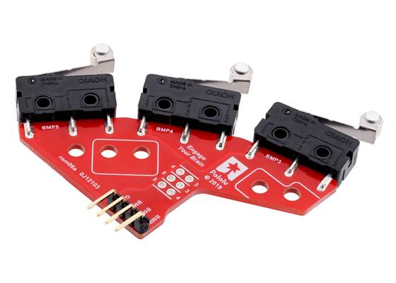 Left Bumper Switch Assembly for Romi/TI-RSLK MAX (Through-Hole Pins Soldered). (1)