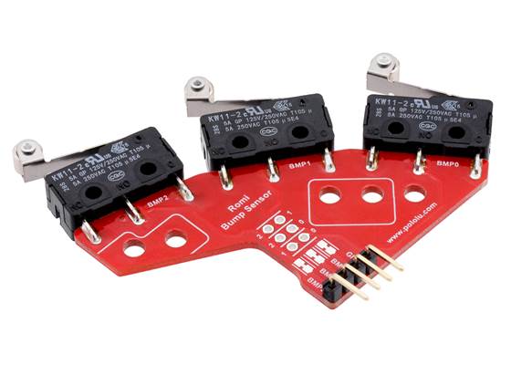 Right Bumper Switch Assembly for Romi/TI-RSLK MAX (Through-Hole Pins Soldered). (1)