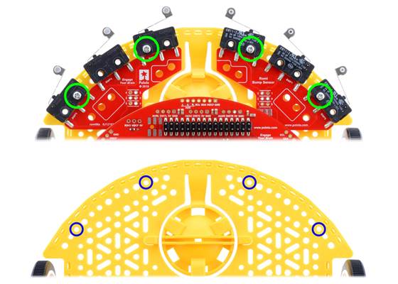 The left and right bumper switches assemblies use these mounting holes on the switches to mount to the Romi chassis.
