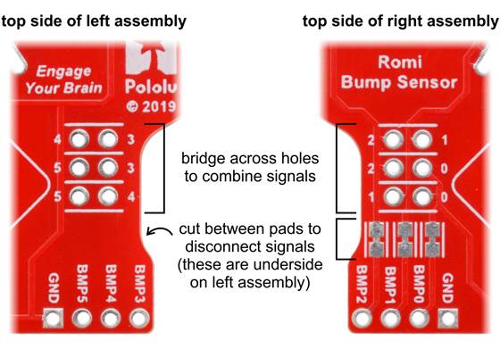 Multiple switches on the bumper switch assembly can be connected to a single output to reduce the number of I/O lines required to read them.