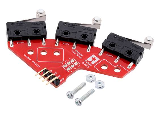 Left Bumper Switch Assembly for Romi/TI-RSLK MAX (Through-Hole Pins Soldered). (1)