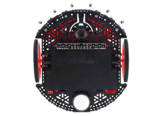 Pololu Chassis Kit for TI-RSLK MAX, assembled bottom view.