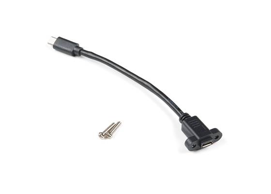 Panel Mount USB Micro-B Extension Cable - 6"