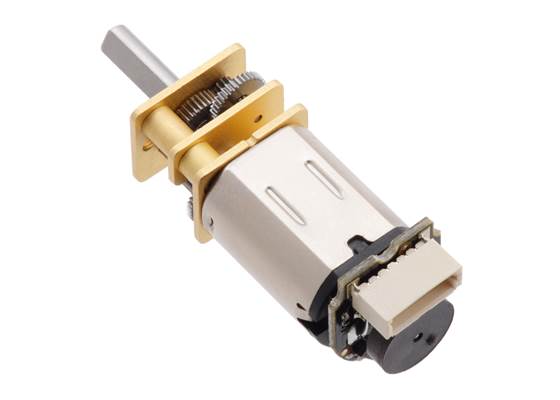 Magnetic Encoder with Top-Entry Connector assembled on a Micro Metal Gearmotor with Extended Motor Shaft.