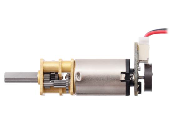 Magnetic Encoder with Side-Entry Connector assembled on a Micro Metal Gearmotor with Extended Motor Shaft (JST cable not included). (1)