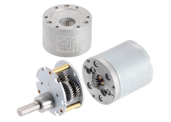 37D Gearmotor (Helical Pinion) with the gearbox removed showing the helical pinion gear and first mating gear.