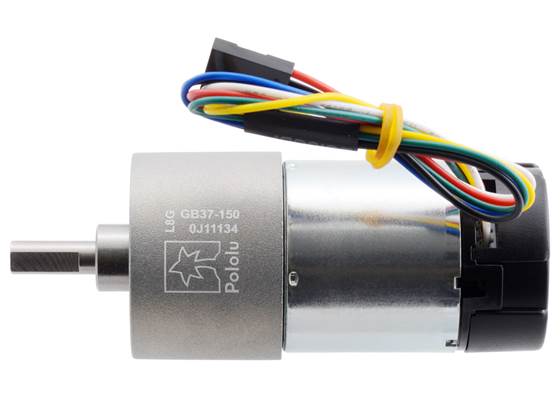 150:1 Metal Gearmotor 37Dx73L mm with 64 CPR Encoder (Helical Pinion). (1)