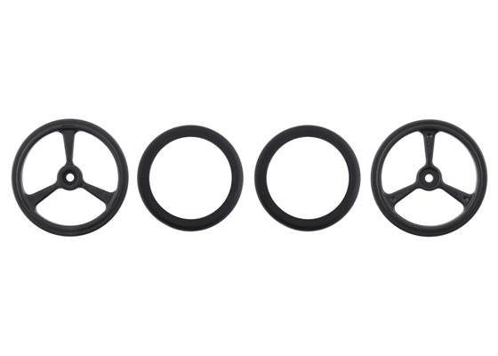 Parts included with Pololu Wheel for Micro Servo Splines (21T, 4.8mm) – 40x7mm, Black, 2-Pack.