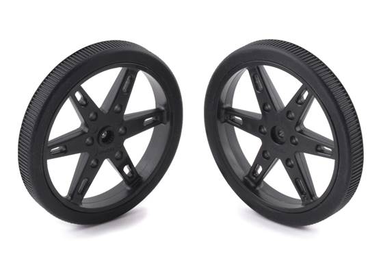 Pololu Wheel for Micro Servo Splines (21T, 4.8mm) – 60x8mm, Black, 2-Pack.