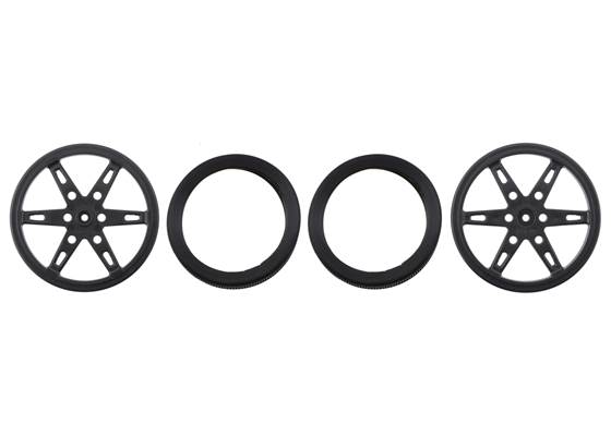 Parts included with Pololu Wheel for Micro Servo Splines (21T, 4.8mm) – 60x8mm, Black, 2-Pack.