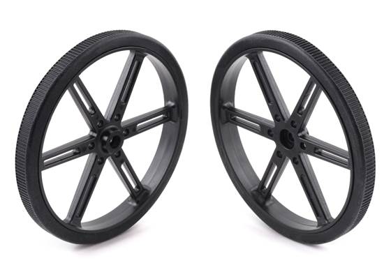 Pololu Wheel for Standard Servo Splines (25T, 5.8mm) &#8211; 90x10mm, Black, 2-Pack.