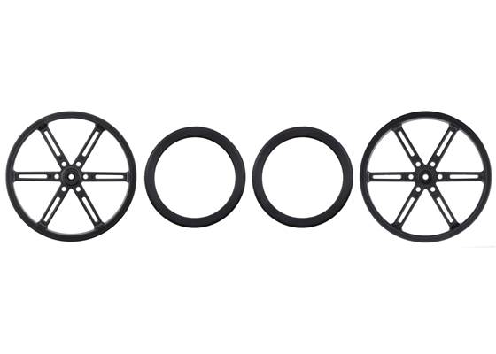 Parts included with Pololu Wheel for Standard Servo Splines (25T, 5.8mm) &#8211; 90x10mm, Black, 2-Pack.