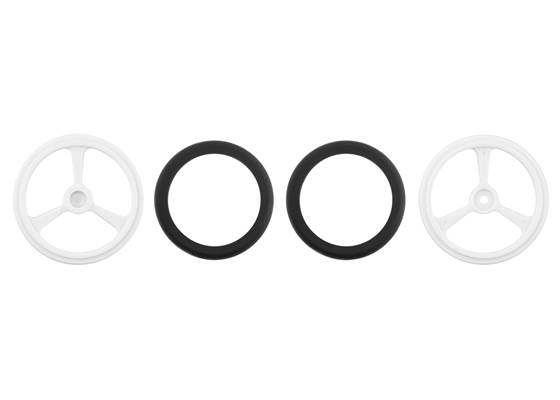 Parts included with Pololu Wheel for Micro Servo Splines (21T, 4.8mm) &#8211; 40x7mm, White, 2-Pack.