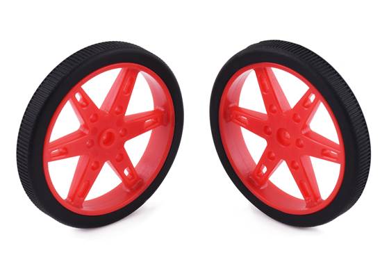 Pololu Wheel for Micro Servo Splines (21T, 4.8mm) &#8211; 60x8mm, Red, 2-Pack.