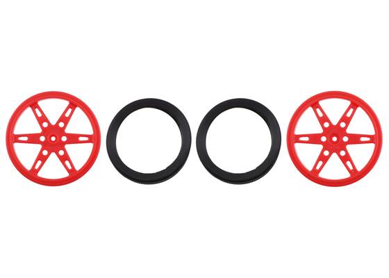 Parts included with Pololu Wheel for Micro Servo Splines (21T, 4.8mm) &#8211; 60x8mm, Red, 2-Pack.