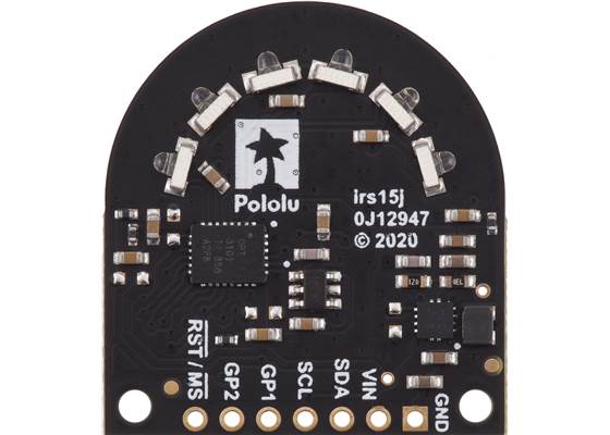 Top side of the 3-Channel Wide FOV Time-of-Flight Distance Sensor for TI-RSLK MAX Using OPT3101.