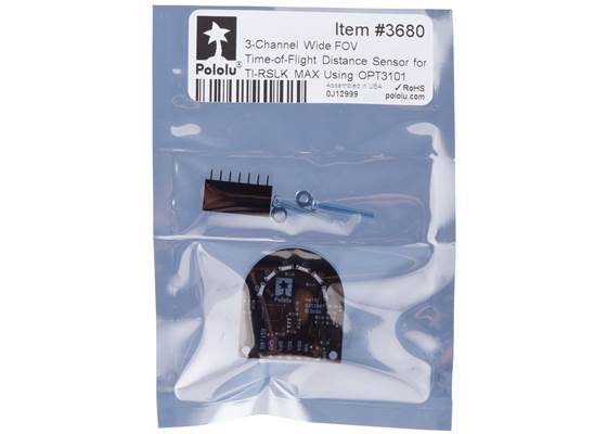 Standard packaging for the 3-Channel Wide FOV Time-of-Flight Distance Sensor for TI-RSLK MAX Using OPT3101.