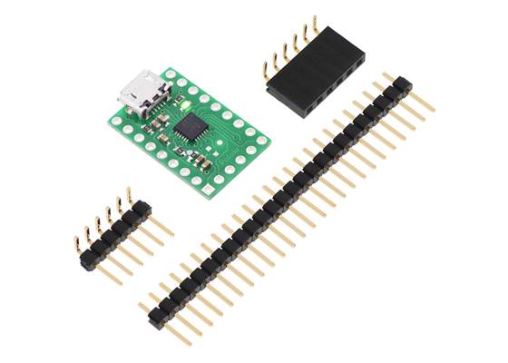 CP2102N USB-to-serial adapter carrier with included optional headers.