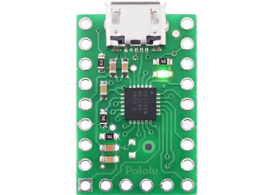 CP2102N USB-to-serial adapter carrier, top view.