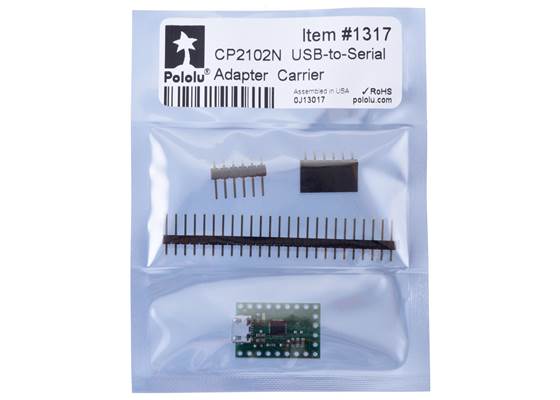 Standard packaging for the CP2102N USB-to-Serial Adapter Carrier.